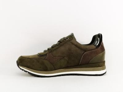Basket femme kaki tendance et confortable chic en destockage REFRESH 170133 vegan zip et lacets