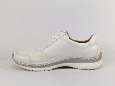 Basket femme pied large et sensible cuir blanc confortable largeur h CAPRICE 23718