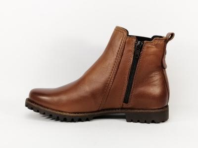 Bottine plate en cuir souple camel destockage DOCKERS 47DY204 fourrée femme
