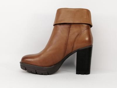 Bottines à talon haut femme destockage CARMELA 67916 cuir camel