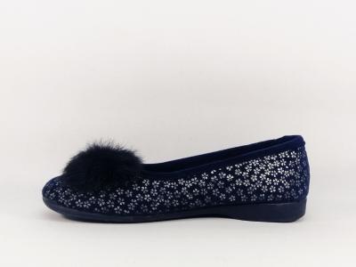 Chaussons ballerine femme chic et confortable velours marine ZEL'S 2395