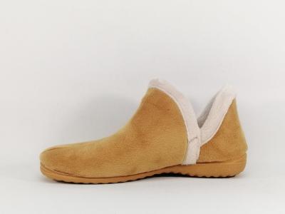 Chausson montant fourré femme velours camel OUF! maliste fabrication Espagne