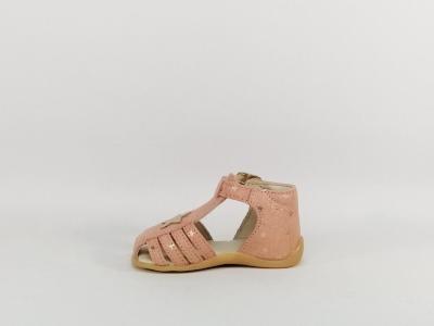 Chaussure bebe fille été premiers pas arrière fermé destockage BOPY poutchi cuir rose