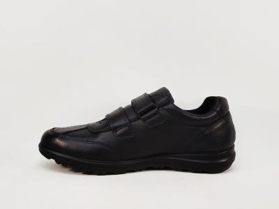Chaussures homme pieds larges grand confort cuir noir à velcro destockage IMAC 851490