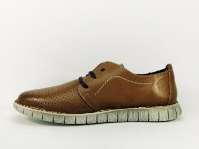 Derby homme en cuir camel de qualité BRAN'S 4079 - Fabrication Espagne