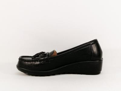 Mocassin femme confortable noir compensé semelle cuir à pas cher SWEET'R dexter