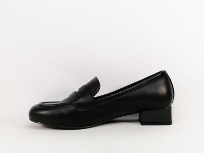 Mocassin grande taille femme à talon noir chic en destockage ANDRES MACHADO AM6009 à pas cher