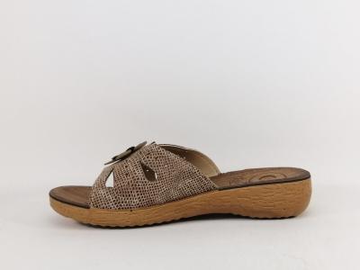 Mule compensée femme à pas cher RELAXITY Maddox taupe semelle anatomique