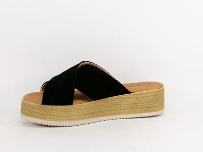 Mule plateforme femme cuir noir chic et confortable à pas cher CAP BASSIN 25061