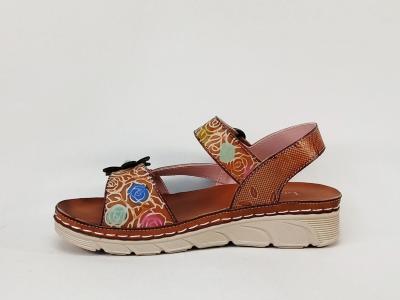 Sandale femme originale chic confortable LAURA VITA dorry 21 fleurs à velcro