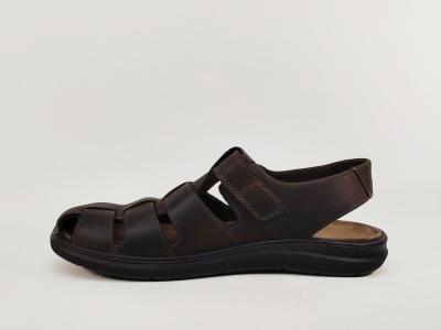 Sandale homme confortable bout fermé cuir marron destockage IMAC 753081 à pas cher