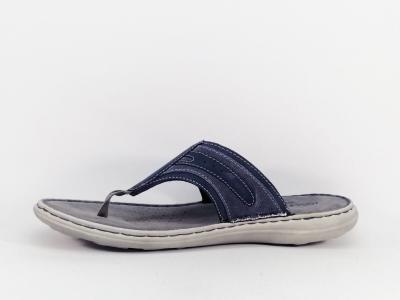 Tong grande pointure homme confortable destockage JOSEF SEIBEL vincent 12 bleu cuir