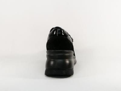 Basket noire femme très confortable en cuir compensée habillée destockage IMAC 6085403