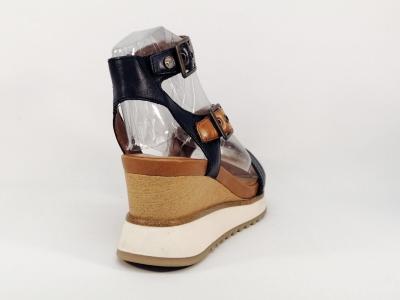 Sandale TAMARIS 28021 compensée cuir marine confortable pour femme