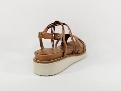 Sandale TAMARIS 28277 en cuir camel semelle compensée confort femme 