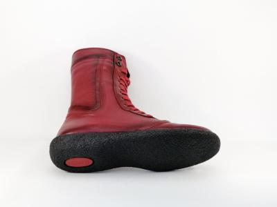 Botte en cuir rouge à lacets BRAN’S 516 Fabriquée en Espagne pour femme