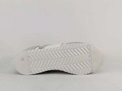 Chaussure MORAN'S femme basket souple confortable wichy en destockage cuir blanc argent à pas cher