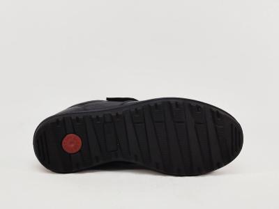 Chaussure homme pieds larges cuir noir à scratch grand confort destockage IMAC 851470