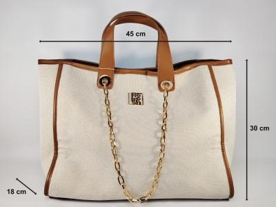 Grand sac cabas femme chic beige camel en destockage REFRESH 183391 pas cher
