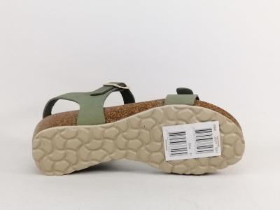 Sandale compensée femme semelle confortable cuir vert destockage MORAN'S Jouty à pas cher