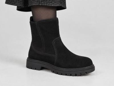Boots fourrée femme pas cher cuir daim noir confortable et souple ARISE B972614