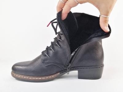 Bottine femme chic et originale noire à lacets RIEKER Y0800-00 confortable