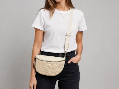 Sac banane femme pas cher chic beige raphia tendance MARO S12-27 offwite