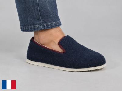 Charentaise homme semelle feutre made in France confort fourré laine BOSSI charentais marine