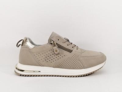 Basket chic cuir très souple taupe femme zip et lacets SWEET'R Mayone