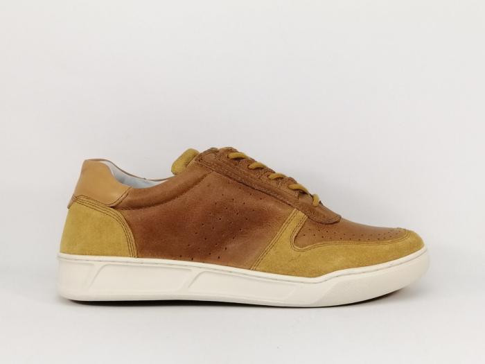 Basket homme cuir souple camel destockage CHEVIGNON snight confortable
