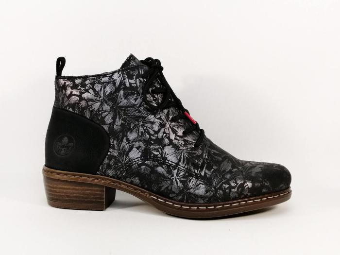 Bottine chic et originale à lacets RIEKER Y0830 petit talon confortable femme