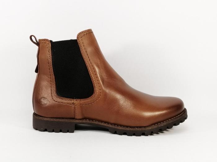 Bottine plate en cuir souple camel destockage DOCKERS 47DY204 fourrée femme