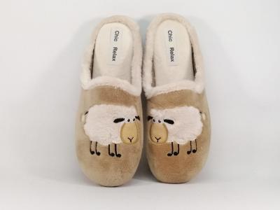 Chausson mule motif mouton original et confortable CHIC & RELAX retina beige femme