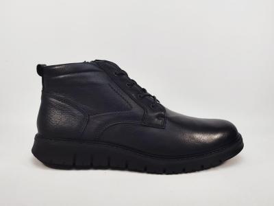 Chaussure montante homme cuir noir souple confortable en destockage IMAC ARA 454026