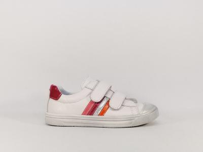 Basket fille en cuir blanc à velcro Destockage BOPY Starmavel