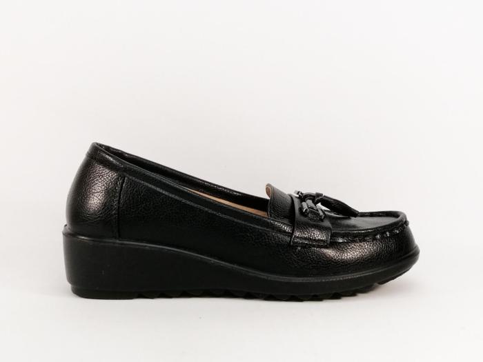 Mocassin femme confortable noir compensé semelle cuir à pas cher SWEET'R dexter