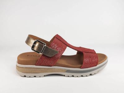 Nu-pied femme en cuir rouge PAULA URBAN 7-208 semelle confort