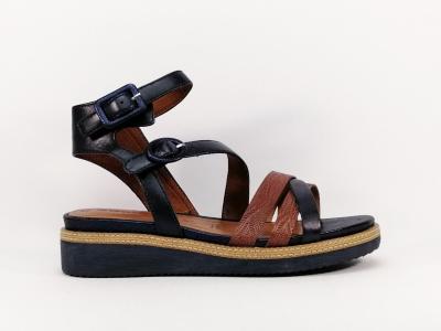 Sandale compensée tendance en cuir marine TAMARIS 28208 pour femme
