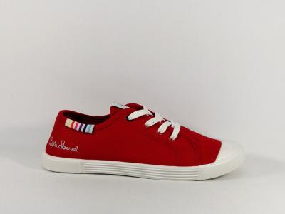 Tennis en toile rouge à pas cher LITTLE MARCEL en destockage marcial femme