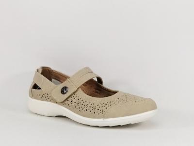 Babies beige femme confortable velcro et semelle en cuir SWEET'R myrthio ajourée