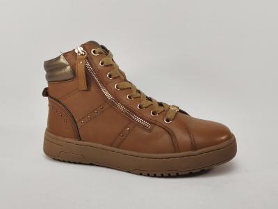 Basket montante femme cuir souple camel destockage CARMELA 161805 à pas cher confortable