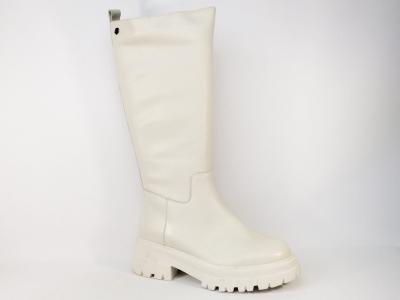 Bottes blanches cuir femme destockage CARMELA 68186 style rangers