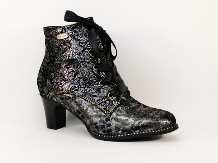 Bottine originale femme cuir noir LAURA VITA ELCODIEO 01A chic à talon