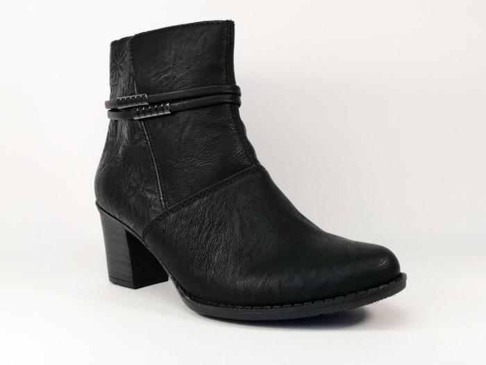 Bottine noire tendance à talon RIEKER Z7684 pour femme