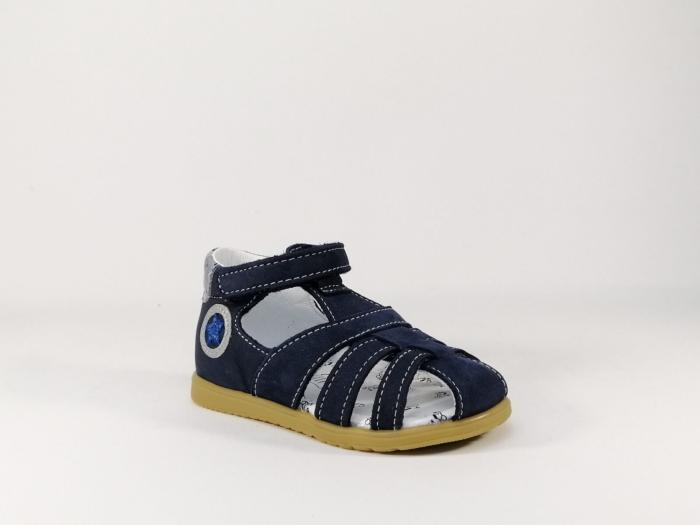 Chaussure d'été garçon bébé tout cuir marine en destockage BOPY Radar