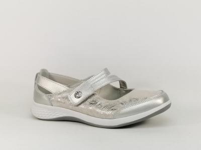 Chaussure été femme confortable babies cuir souple argent SWEET'R mapy