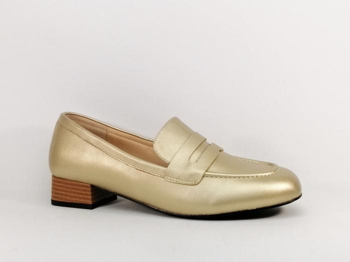 Mocassin grande taille femme or chic à pas cher destockage ANDRES MACHADO AM6009