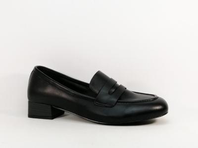 Mocassin grande taille femme  talon noir chic en destockage ANDRES MACHADO AM6009  pas cher