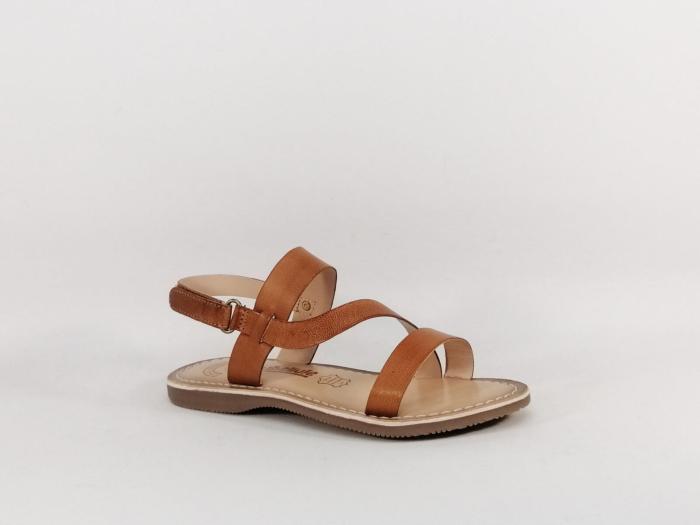 Nu pied fille tendance cuir camel destockage LILYBELLULE felixa à pas cher