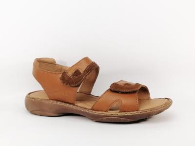 Sandale femme grande taille en destockage JOSEF SEIBEL debra cuir camel confortable